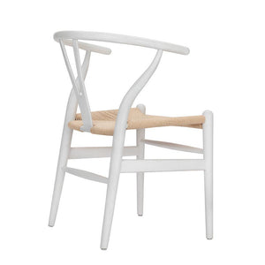 Wishbone Chair Y Chair Solid Wood Dining Chairs Rattan Armchair -White.