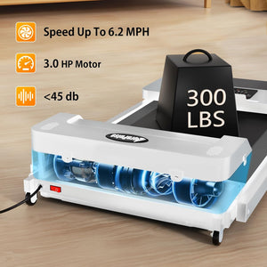 Tomile Foldable Treadmill 300 lb capacity, 3.0 HP Compact Treadmill for Home with LED Display for Daily Exercise, White