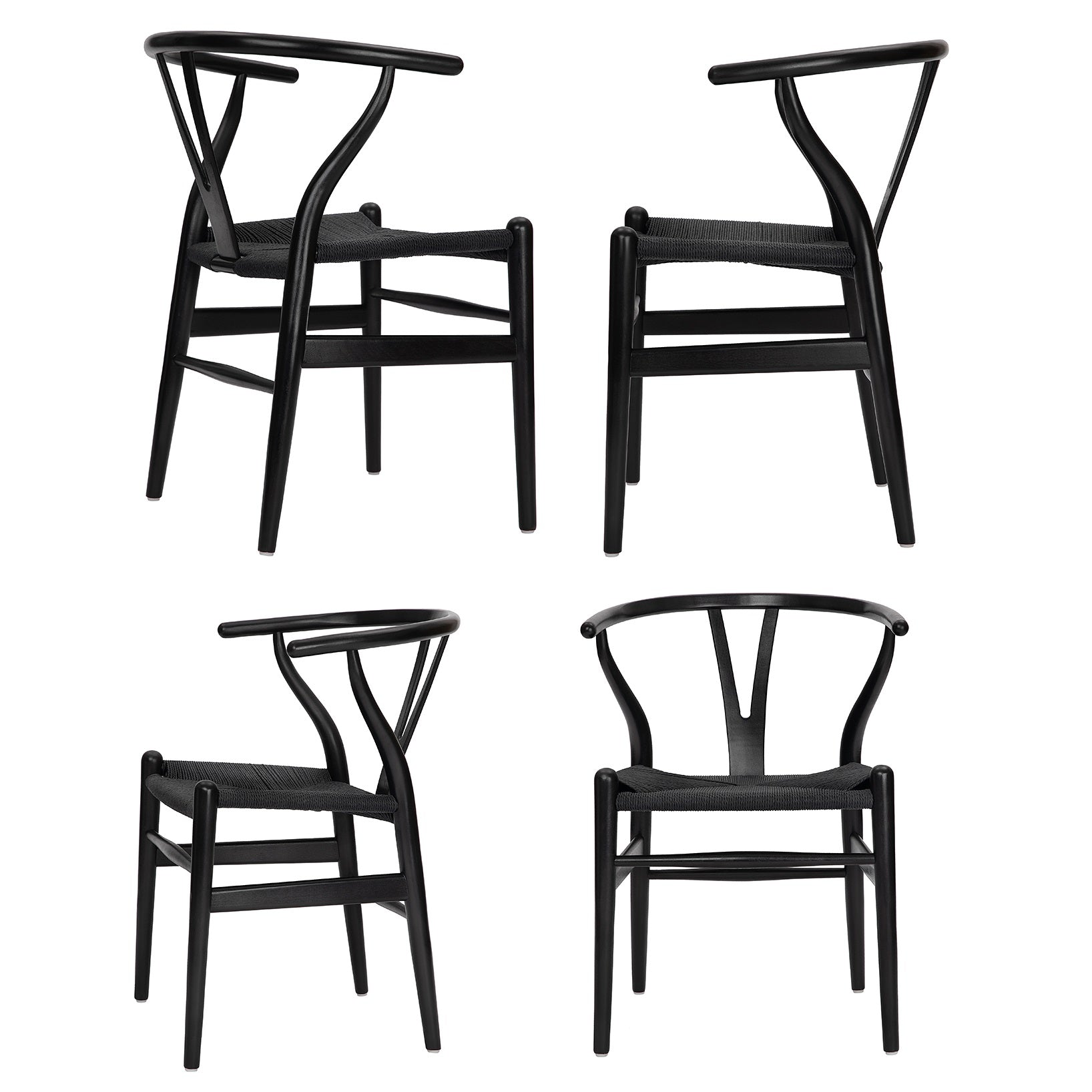 4PC Black Wishbone Chairs