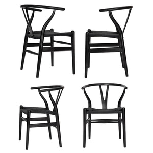 4PC Black Wishbone Chairs