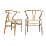 2PC Wishbone Chair Hans Wegner  - Natural color