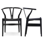 2PC Wishbone Chair Hans Wegner -Black