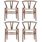4PC ASH Wood Wishbone Chair（Walnut Color）