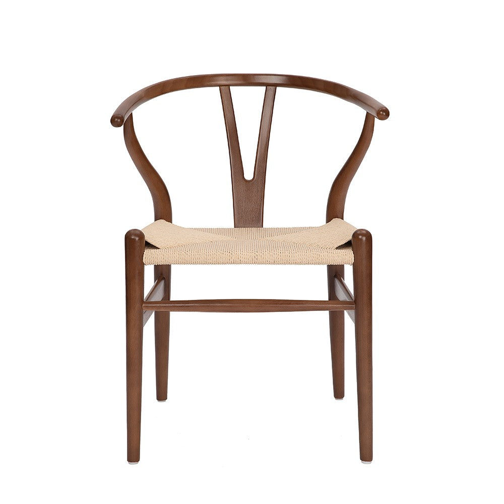 4PC ASH Wood Wishbone Chair（Walnut Color）
