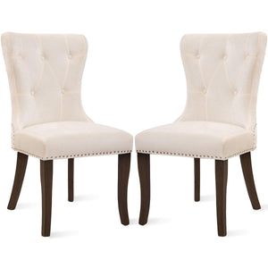 2PC Dining Chair Tufted Armless Chair Upholstered Accent Chair.