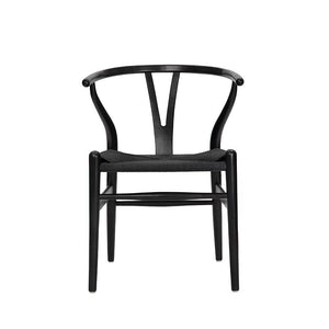 Wishbone Chair Y Chair Solid Wood Dining Chairs Rattan Armchair -Black.