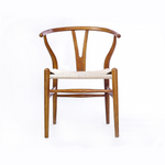 Wishbone Chair Y Chair Solid Wood Dining Chairs Rattan Armchair Natural-Ash Wood Chestnut shell color.