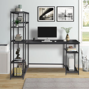 Office Computer desk with multiple storage shelves, Modern Large Office Desk with Bookshelf and storage space.