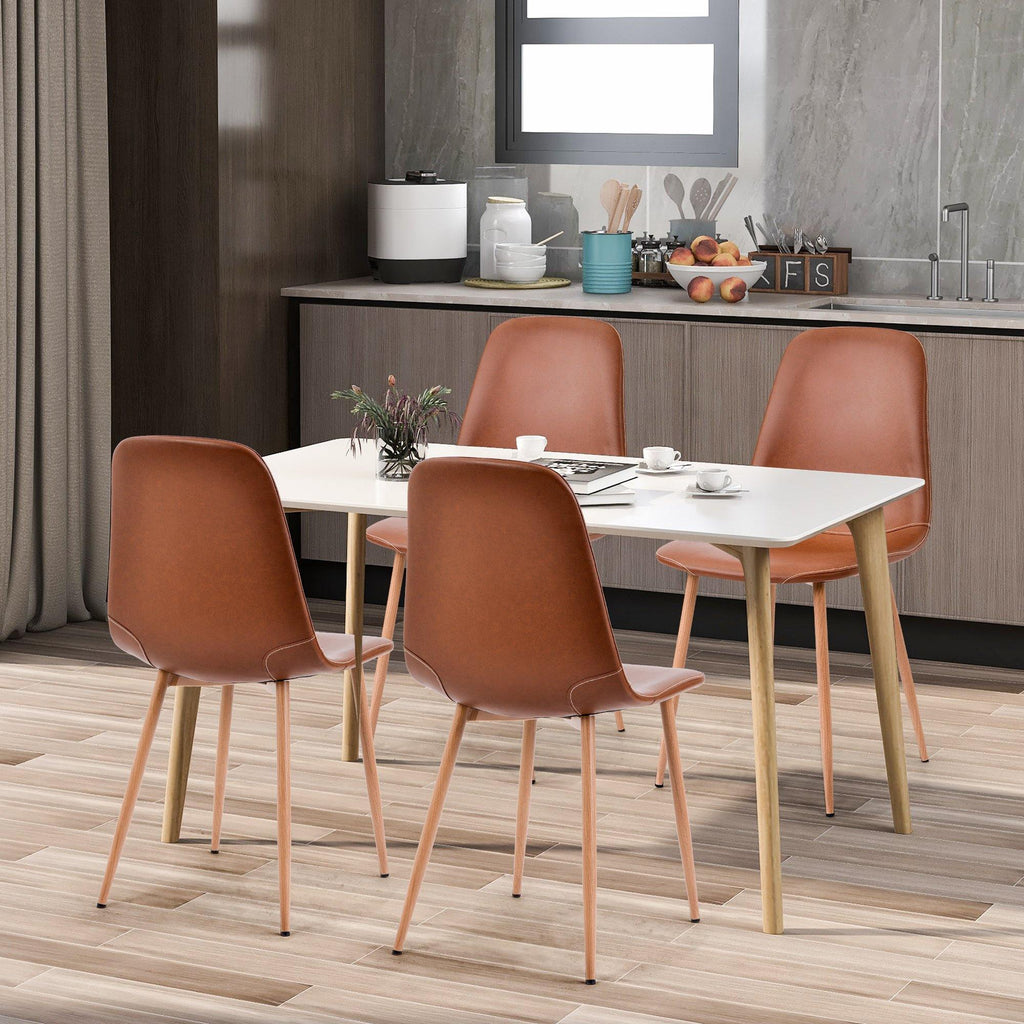 4PC Leather Dining chair, Environmental PU Testing Seat , High living room Chair, Modern Lounge Chair, Restaurant, Coffee Room, Kitchen Chair.