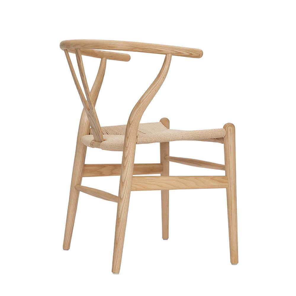 Wishbone Chair Y Chair Solid Wood Dining Chairs Rattan Armchair Natural-Ash Wood.