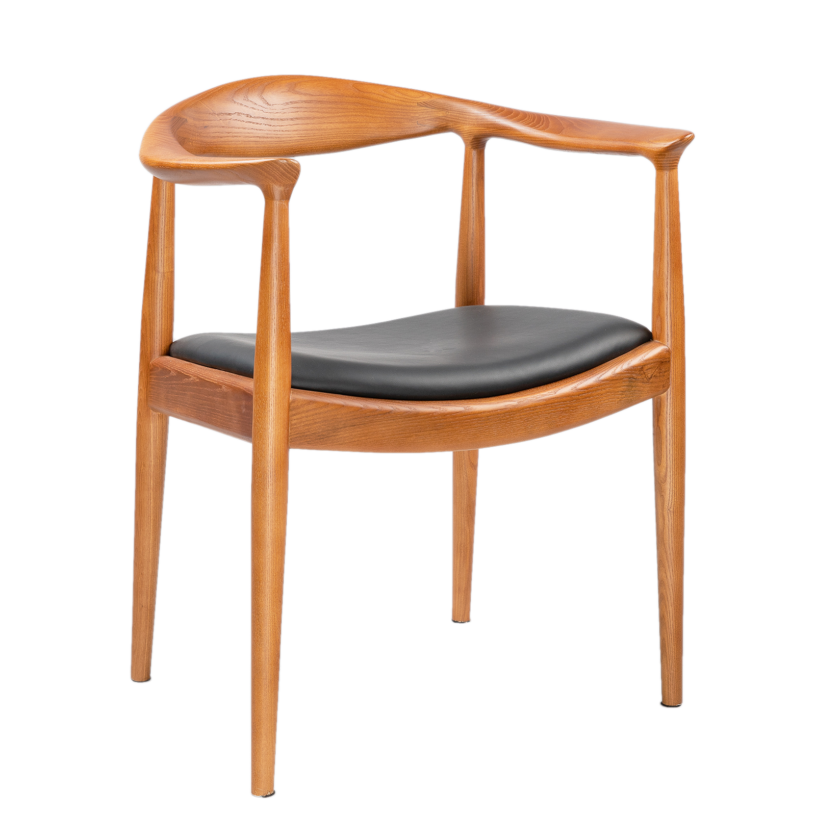 Natural Wood Officeworks  Hans Wegner Kennedy Chair Leather Seat-Chestnut shell