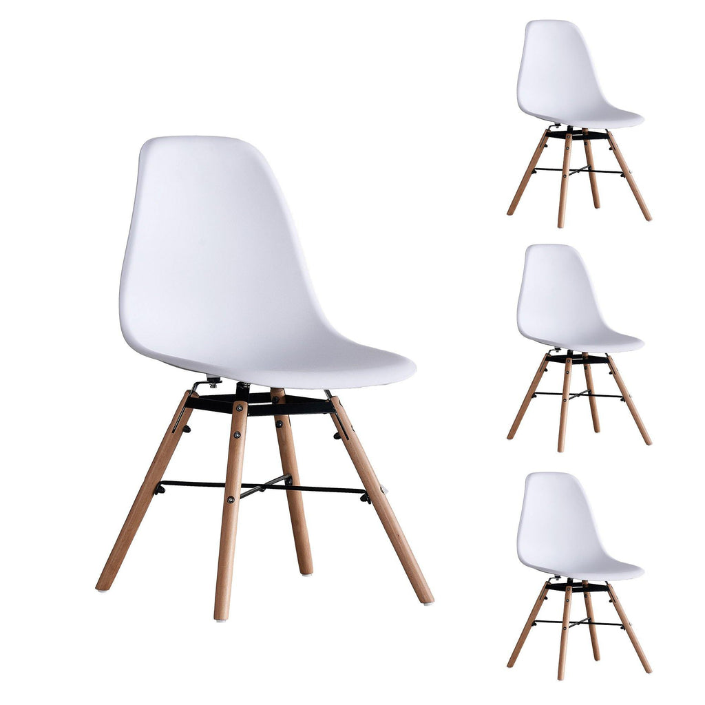 4 PCS White Seat & Black Legs Simple Fashion Leisure Plastic Chair.