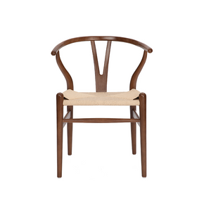 Wishbone Chair Y Chair Solid Wood Dining Chairs Rattan Armchair Natural-Walnut.