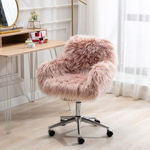 Faux-fur Chrome Base adjustable Office Chair.