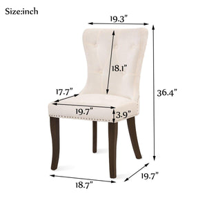 2PC Dining Chair Tufted Armless Chair Upholstered Accent Chair.