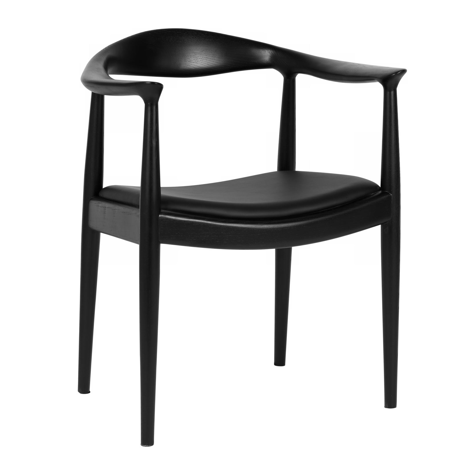 Natural Wood Officeworks  Hans Wegner Kennedy Chair Leather Seat-Black