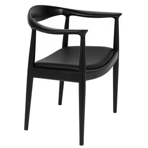 Natural Wood Officeworks  Hans Wegner Kennedy Chair Leather Seat-Black
